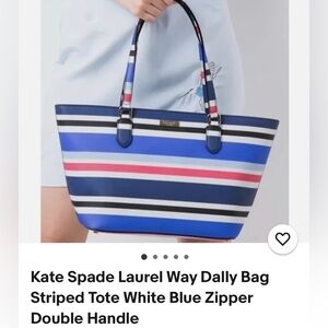 Kate Spade Women's Striped Blue Tote Bag